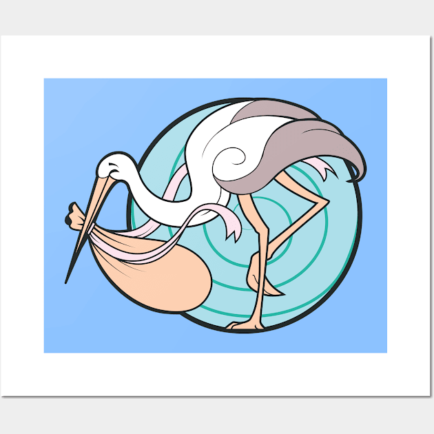 Baby carrying stork Wall Art by VisAnastasis